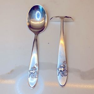 Vintage Disney Bambi kids spoon and porridge pusher Homag silver